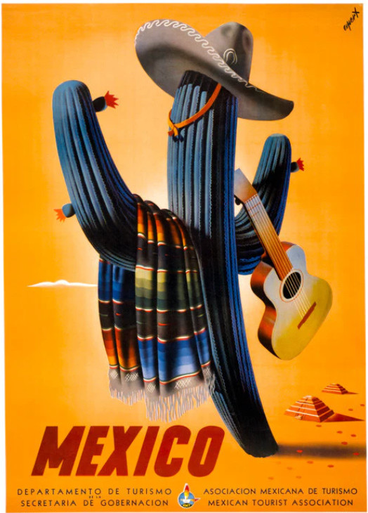 Vintage Mexico Travel Advertisement Poster Print Vintage Mexico Travel Advertisement Poster Print