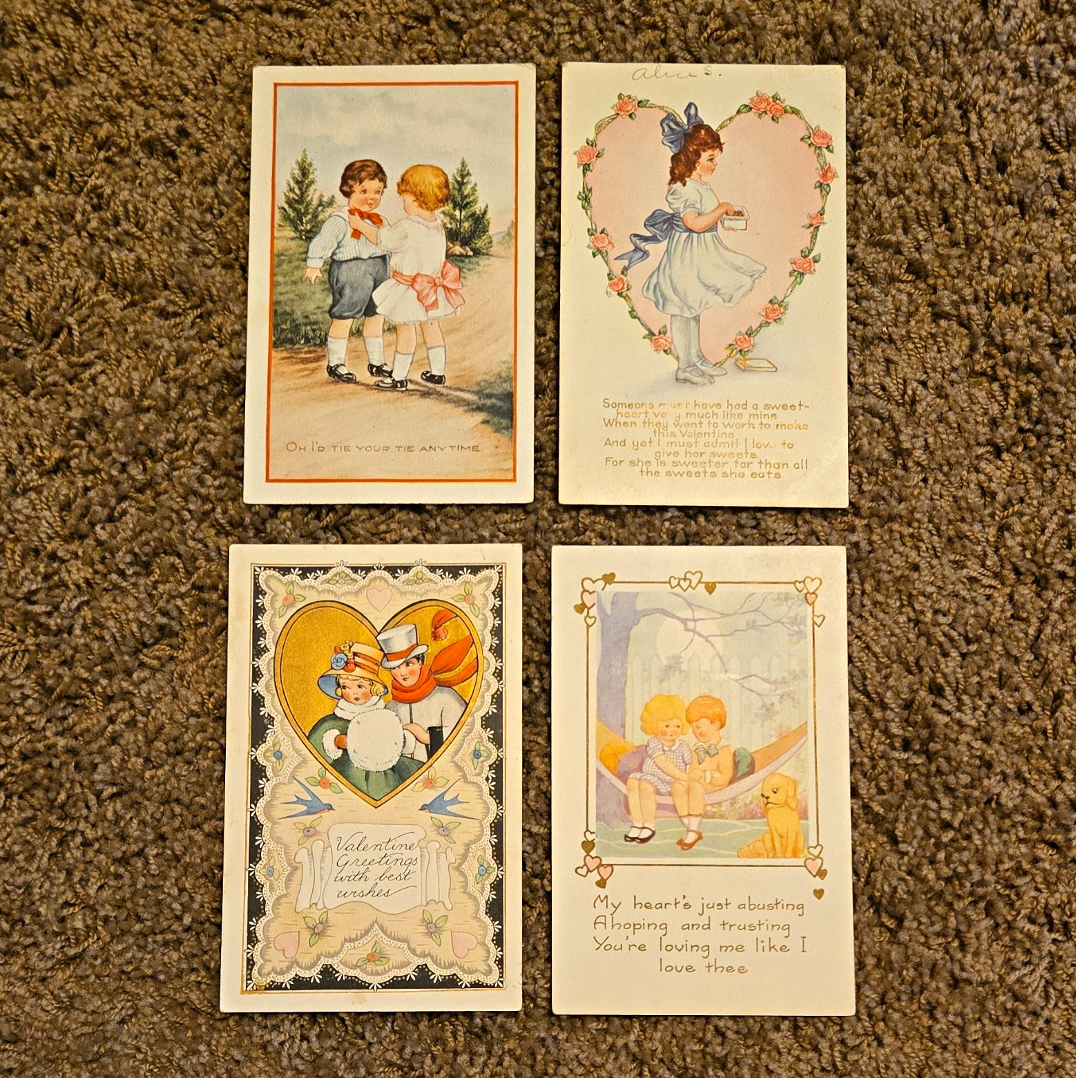 Antique Lot Of 4 Whitney Valentines Embossed C 1910