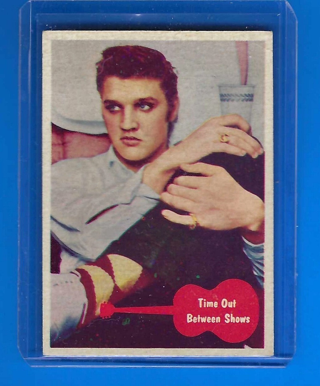 1956 ELVIS PRESLEY BUBBLES INC CARD #9 TIME OUT BETWEEN SHOWS NR MT-