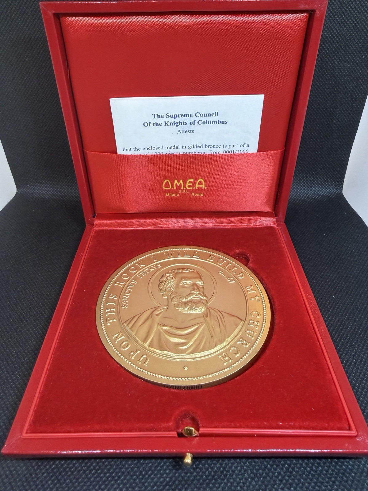 Knights of Columbus 2004 St. Peter's Basilica Gilded Bronze Medal Box COA