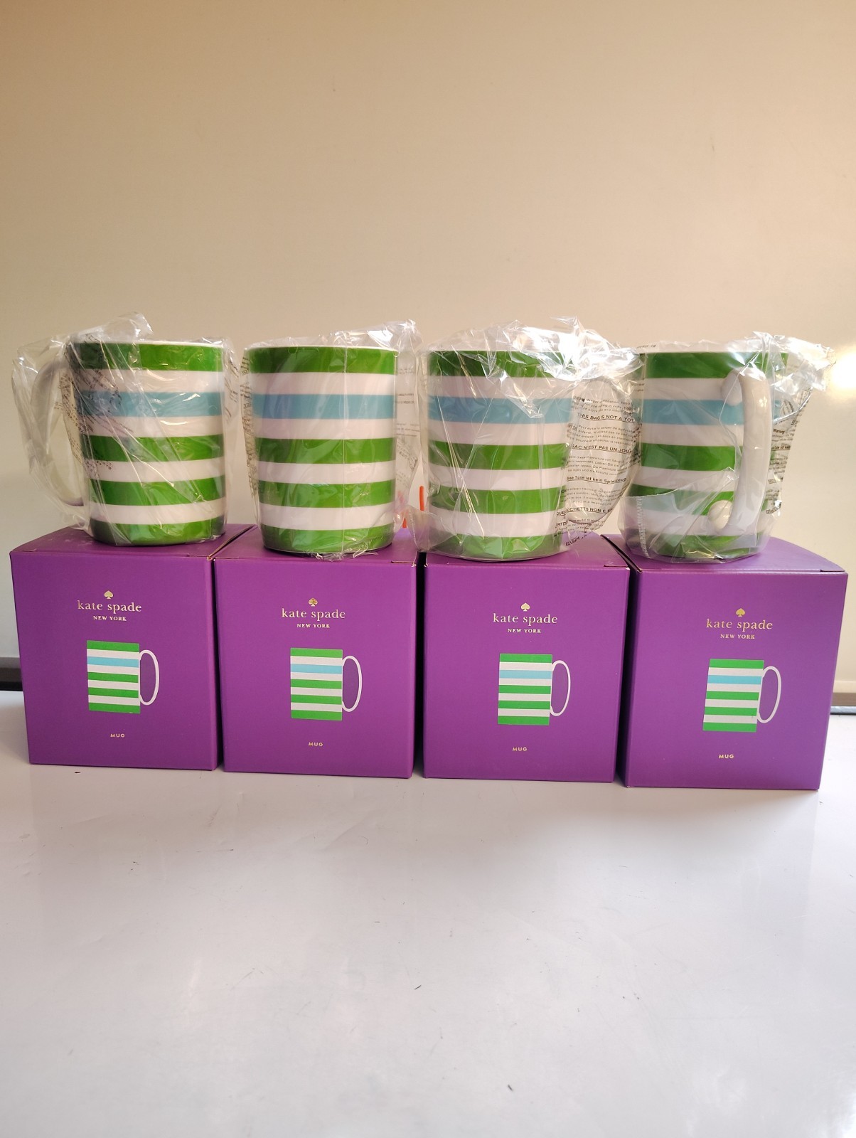 4 Kate Spade Lenox 12oz  Morning Mantras Make A Splash Coffee New York Mugs ⭐NEW