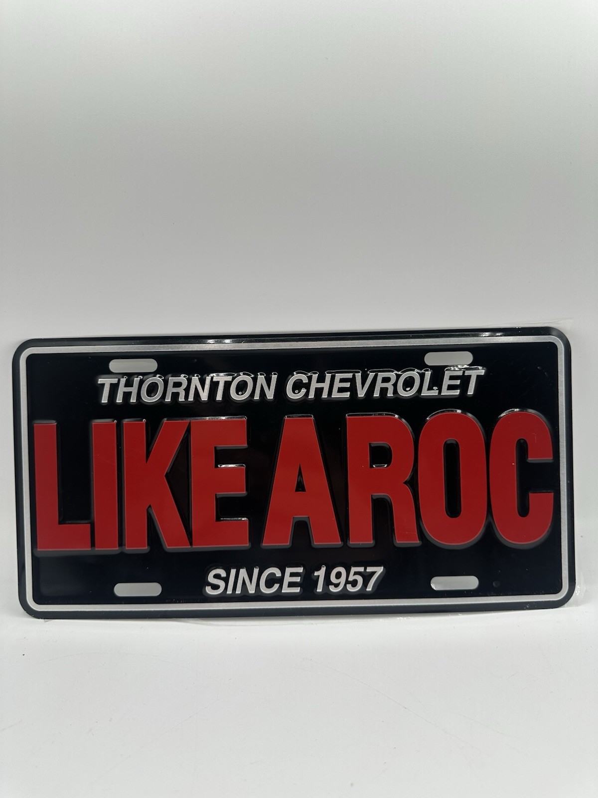VTG NEW, NOS Thornton Chevrolet Atlanta, Georgia License Plate: LIKE A ROC VTG NEW, NOS Thornton Chevrolet Atlanta, Georgia License Plate: LIKE A ROC