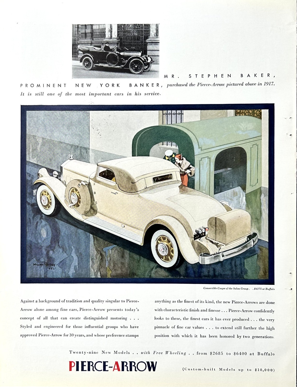 1931 Ad (9 3/4  X 12 3/4 inches) Pierce Arrow Salon Convertible Coupe $4275