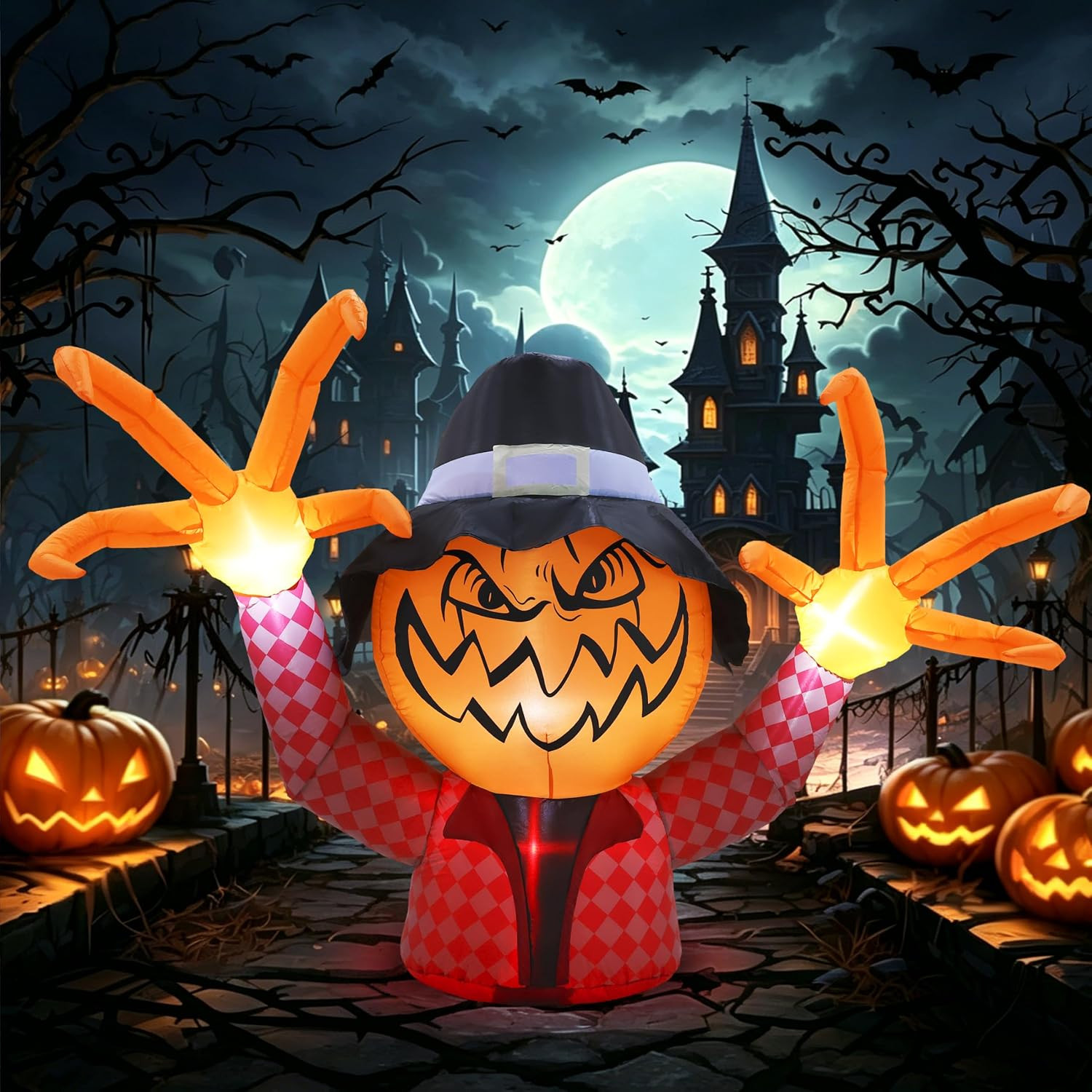 Halloween Inflatable Pumpkin Monster with Fingers Decorations | Giant Pumpkin Mo Halloween Inflatable Pumpkin Monster with Fingers Decorations | Giant Pumpkin Mo