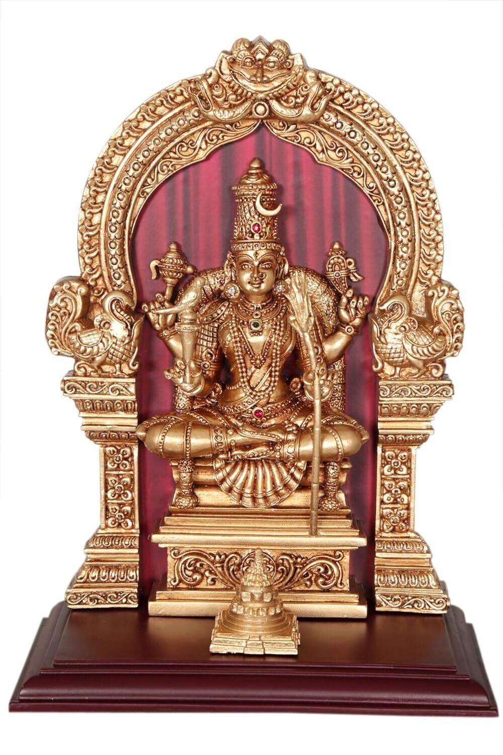 Handcrafted Resin Sri Kanchi Kamakshi Amman Idol ( Size: 24 X 18 cm, Gold )