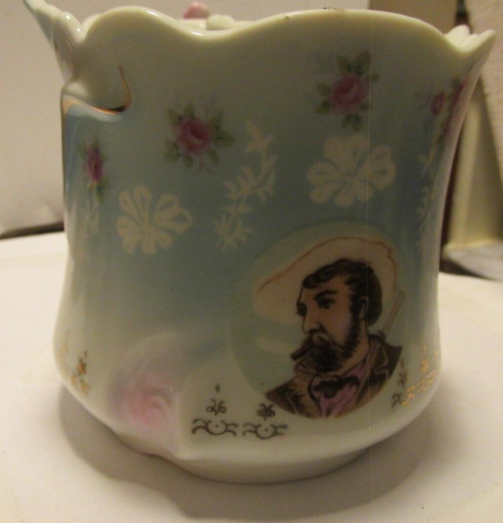 antique mustache shaving cup mug mans picture fancy porcelain