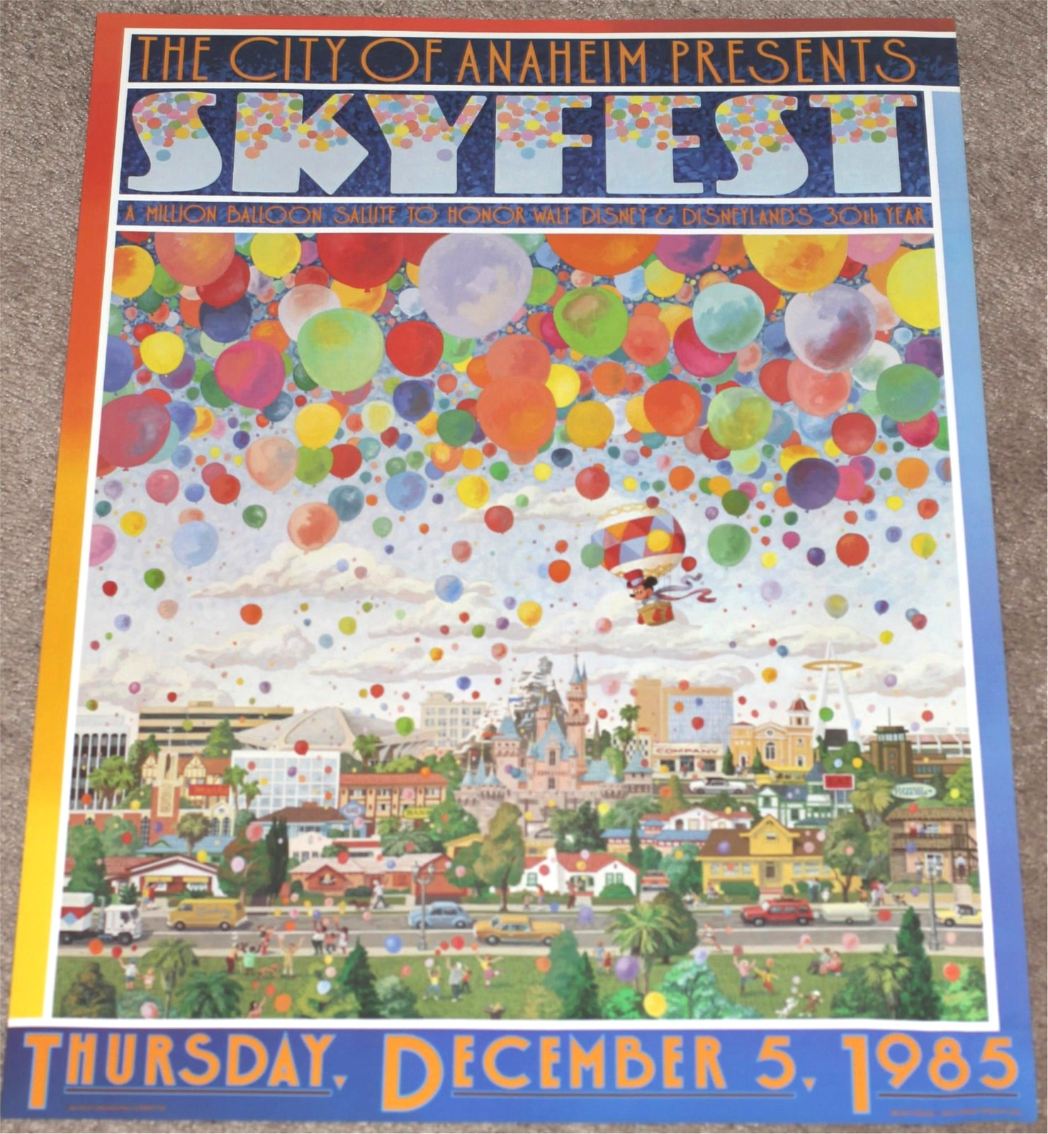 Disneyland 1985 SKYFEST Charles Boyer Artist POSTER Walt Disney Birthday Anaheim