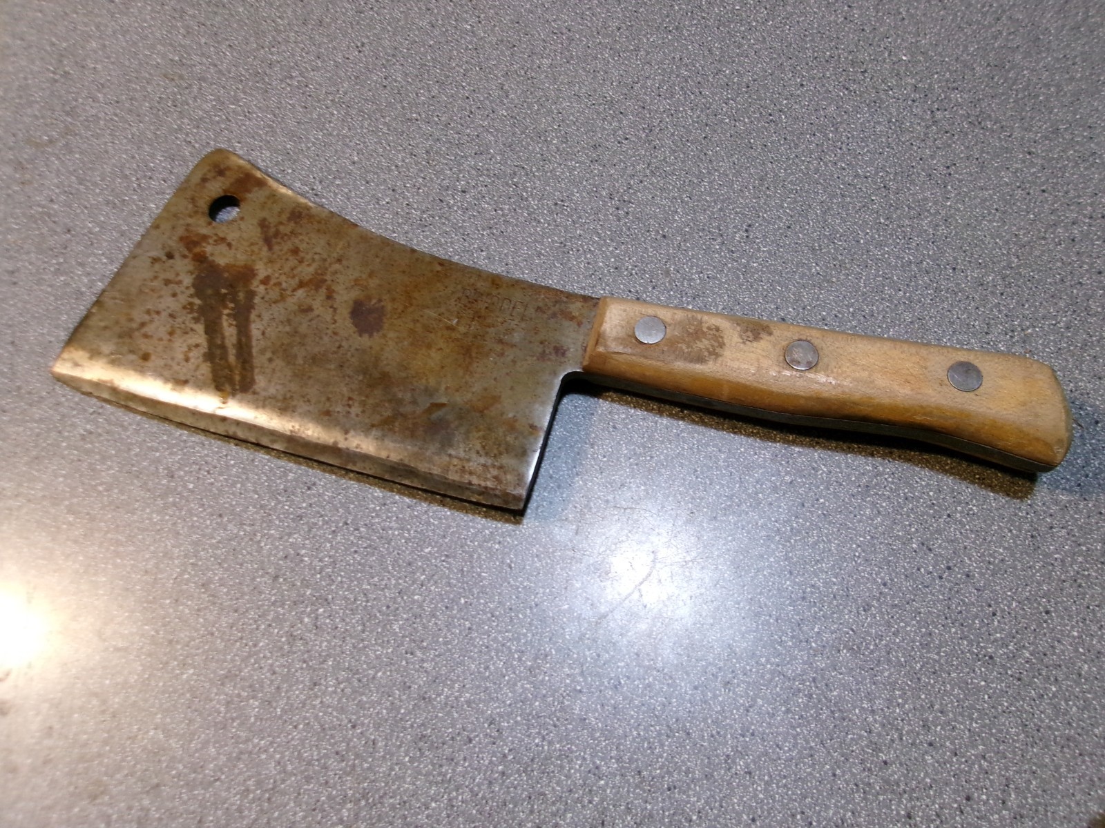 VINTAGE BRIDDELL BUTCHER\'S MEAT CLEAVER FORGED CARBON STEEL 8\