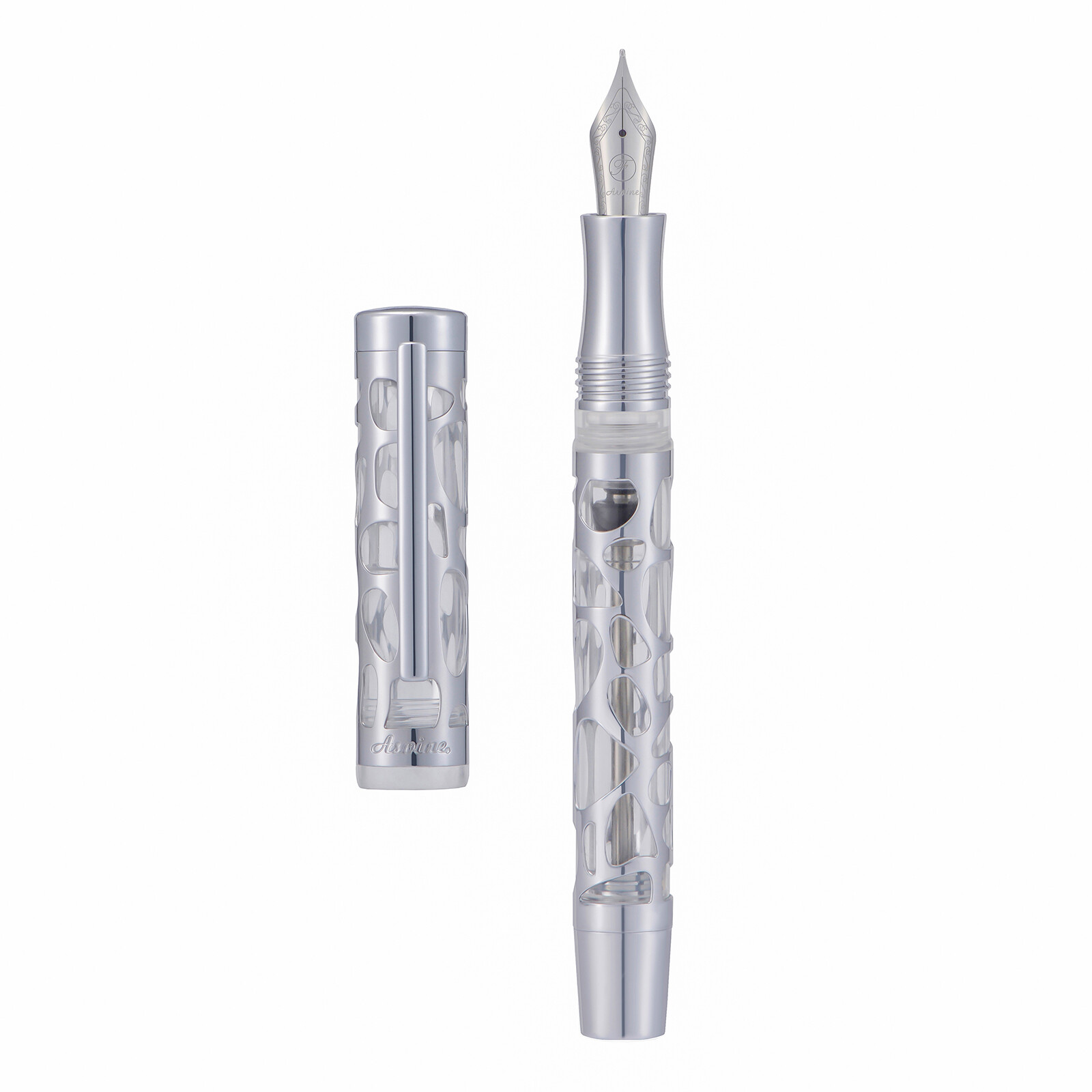 Asvine V169 Acrylic Vacuum Filling Fountain Pen Transparent Hollow Carved EF/F/M