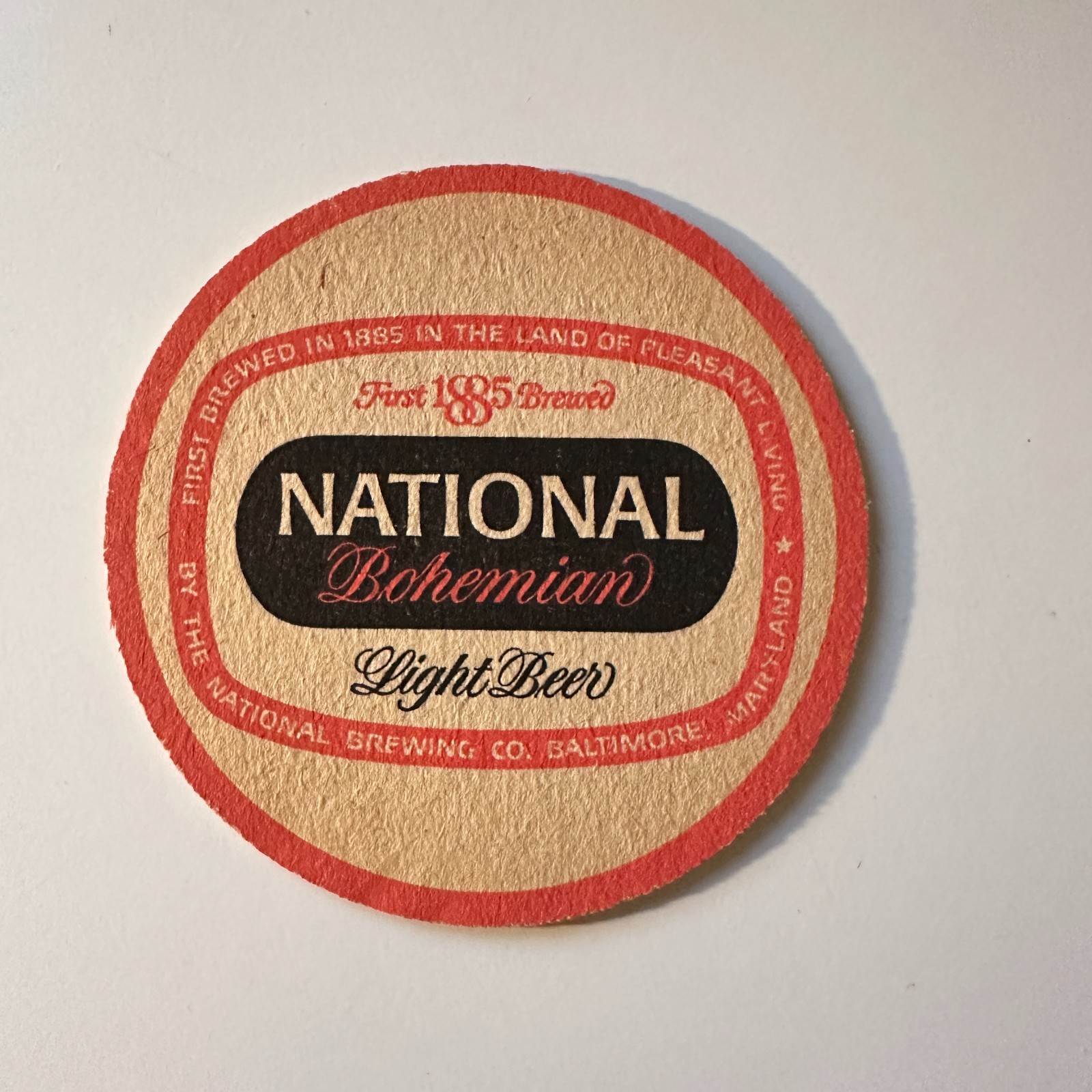 National Bohemian Light Beer First Brewed 1885 Vintage Coaster 5H9-CO1