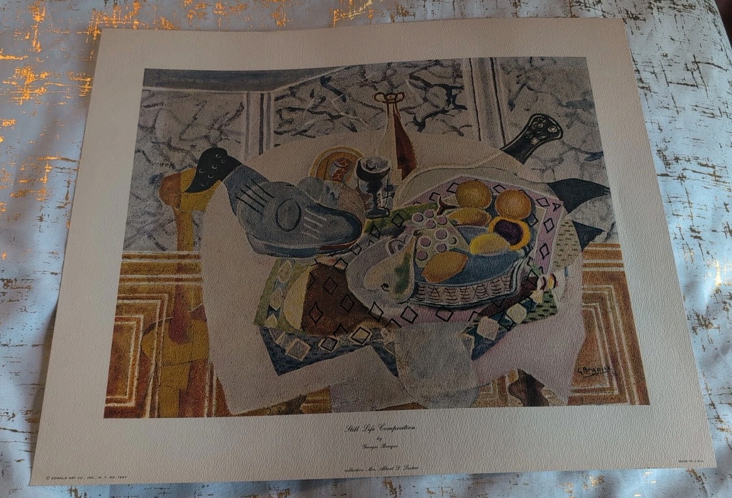 Antique MCM Abstract George Braque Still Life Composition Lasker Artwork VTG