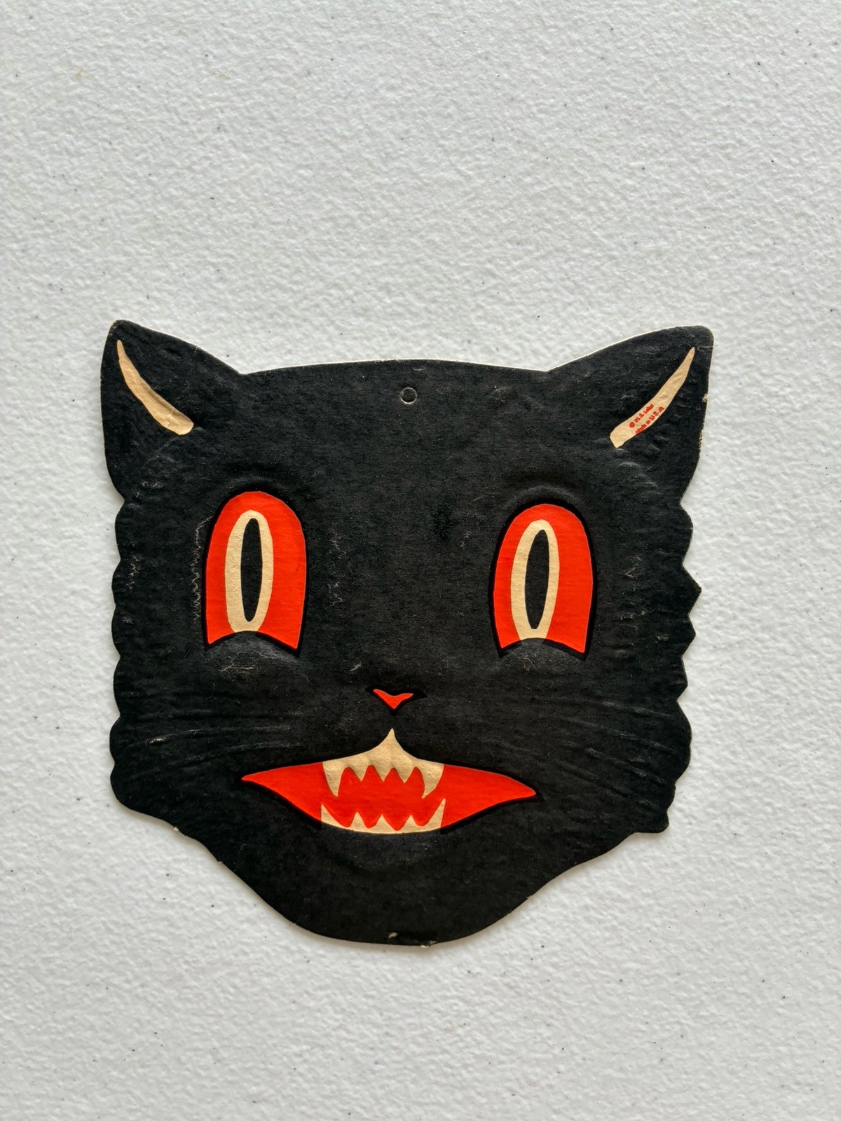 Antique Vintage Halloween H E Luhrs Black Cat Die Cut Cardboard