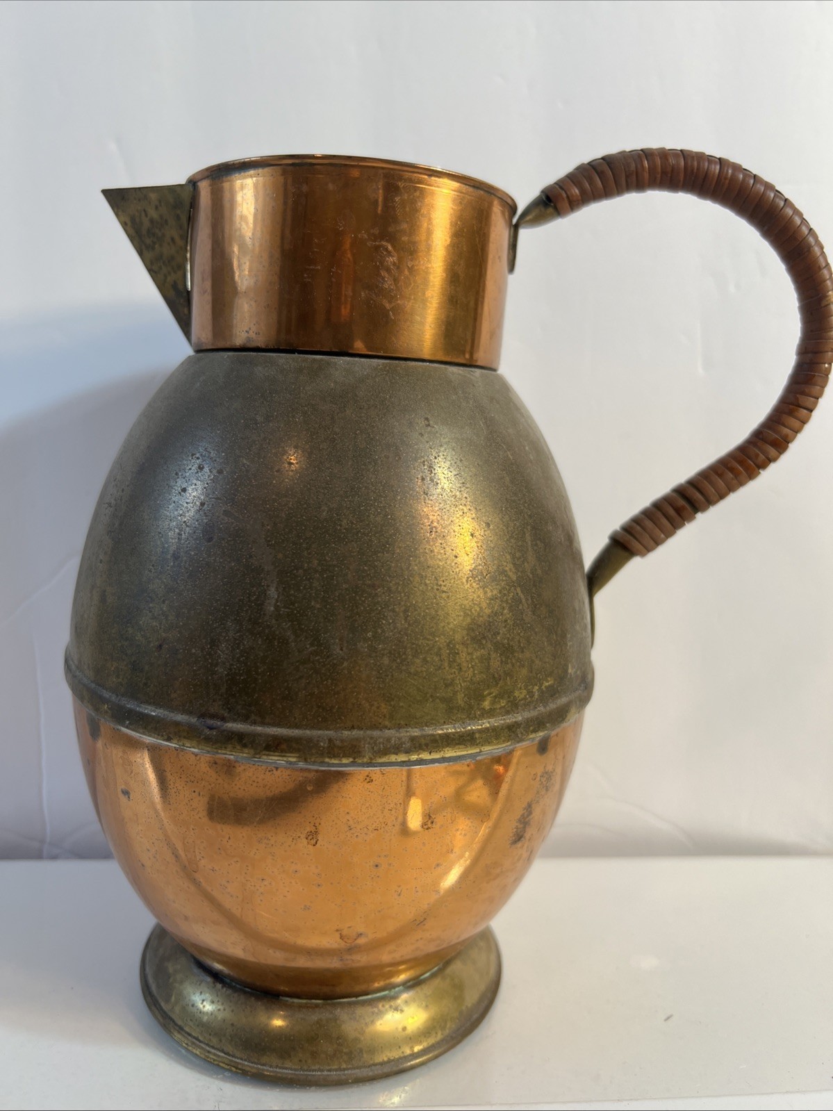C-1920’s-40’s Guernsey Handcrafted Copper Cream Jug 7.5”H