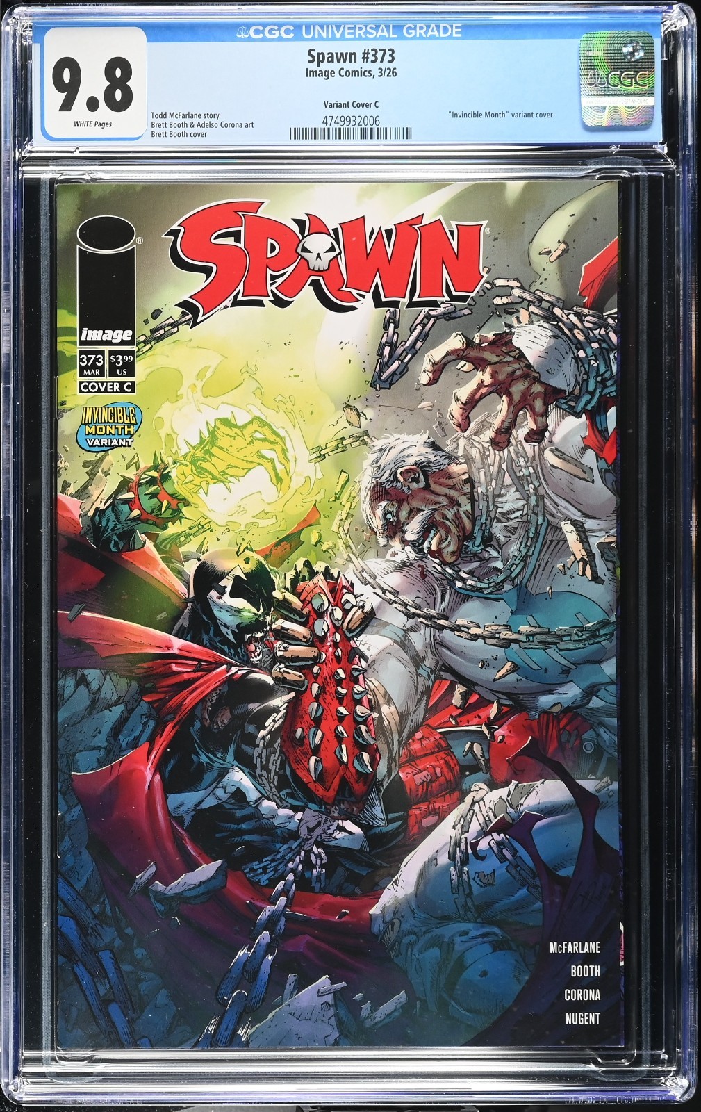 Spawn #373 CGC 9.8 Brett Booth Cover C Invincible Variant Image Comics  In Hand