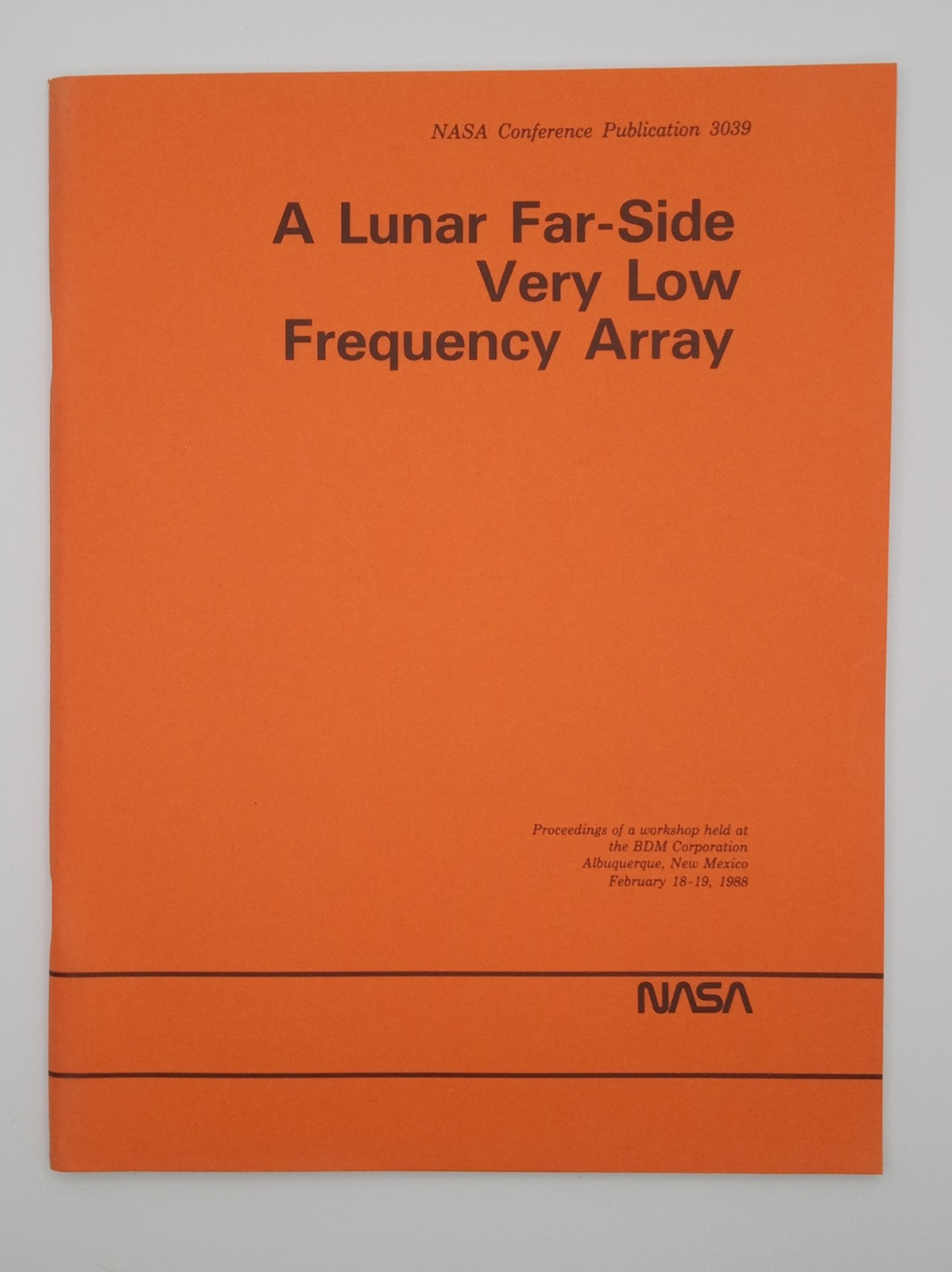 1989 NASA Lunar Far-Side Very Low Frequency Array CP-3039 Radio Astronomy