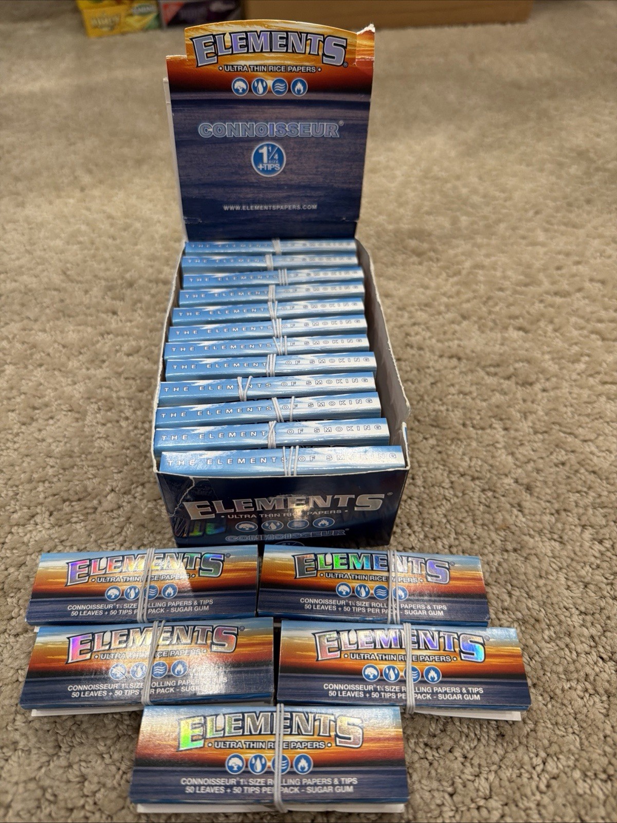 Elements Connoisseur Ultra thin Rice Papers King Size Slim + Tips - 1 box