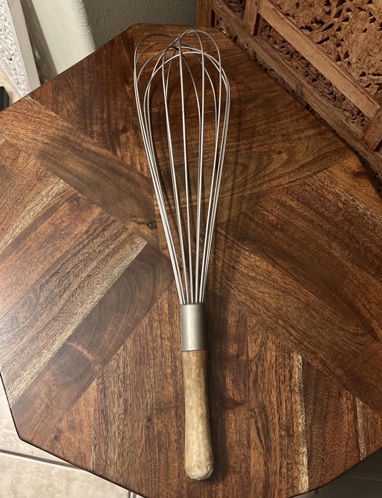 Vintage Commercial Jumbo Whisk 23 inch Heavy Metal Wooden Handle Giant Kitchen