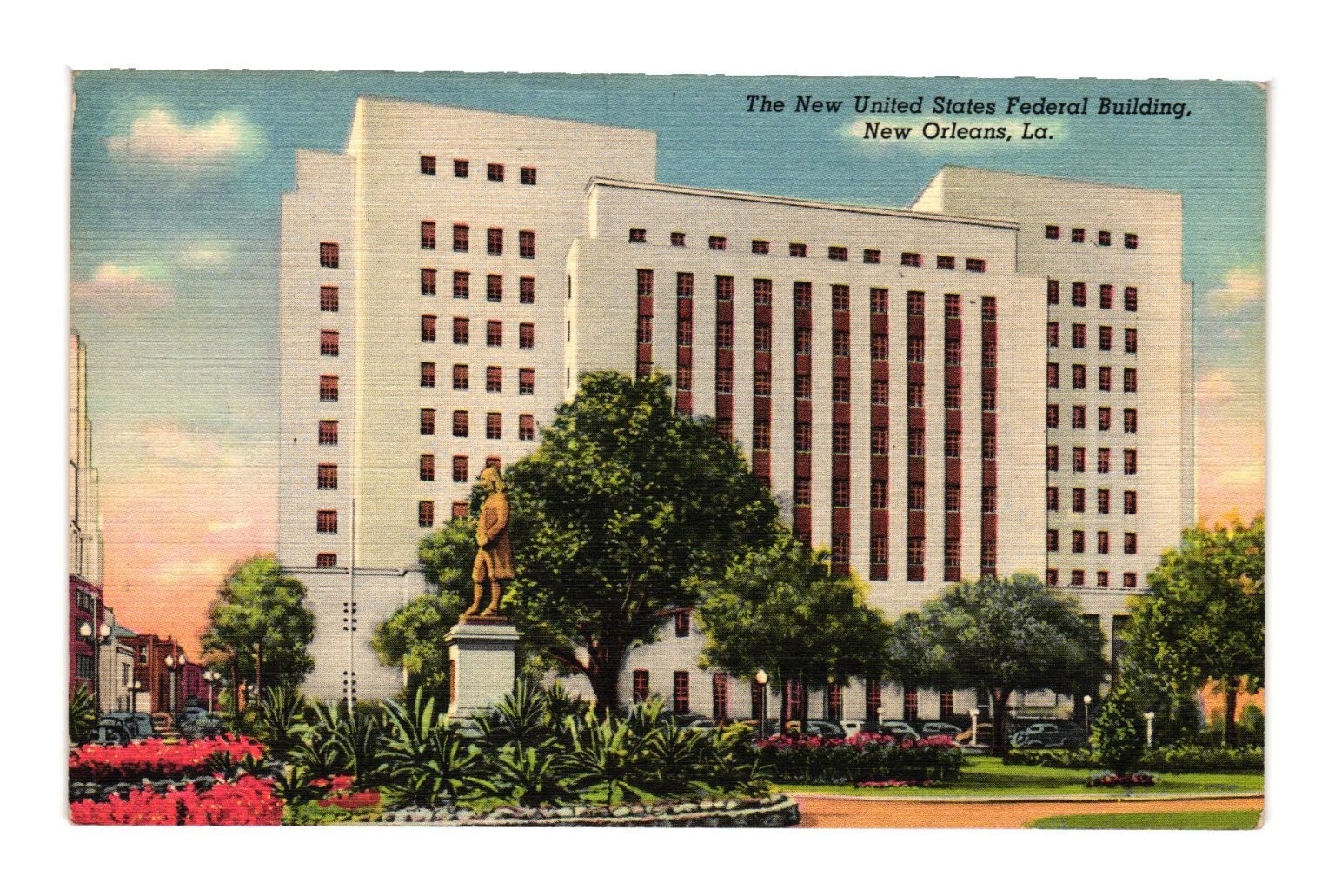 Vintage New Orleans Federal Building Linen Postcard 1942 Scenic View