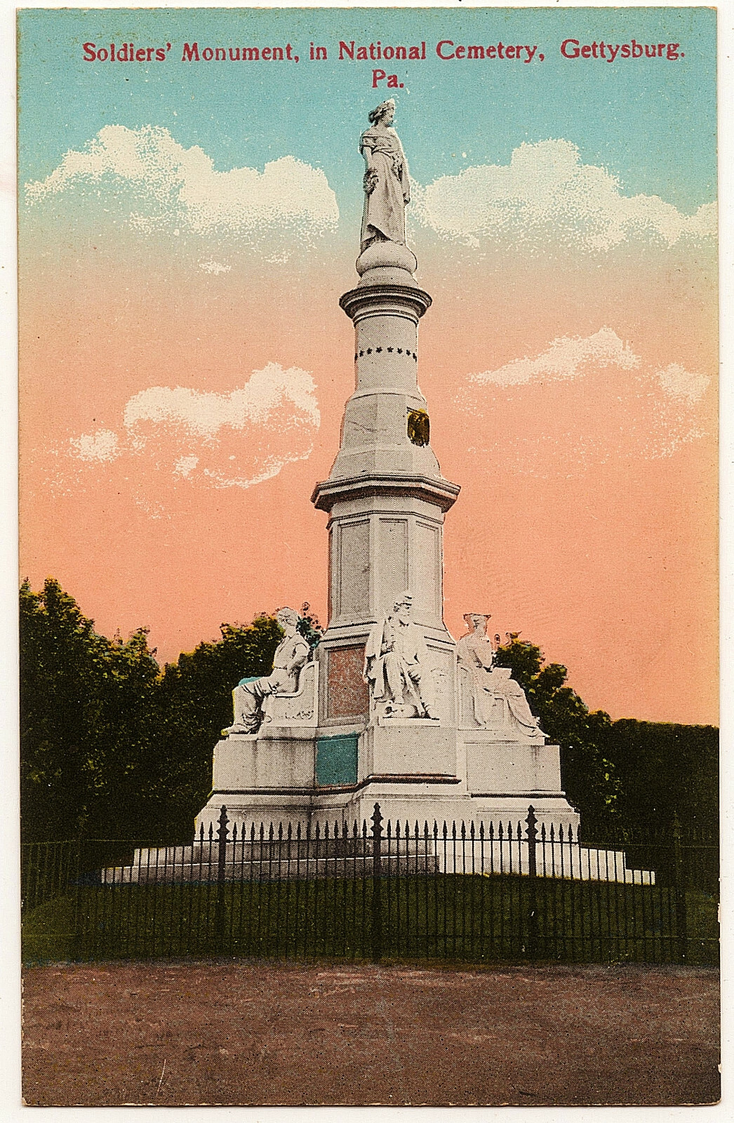 1907-15 Gettysburg PA Postcard Soldier\'s Monument in National Cemetery Civil War