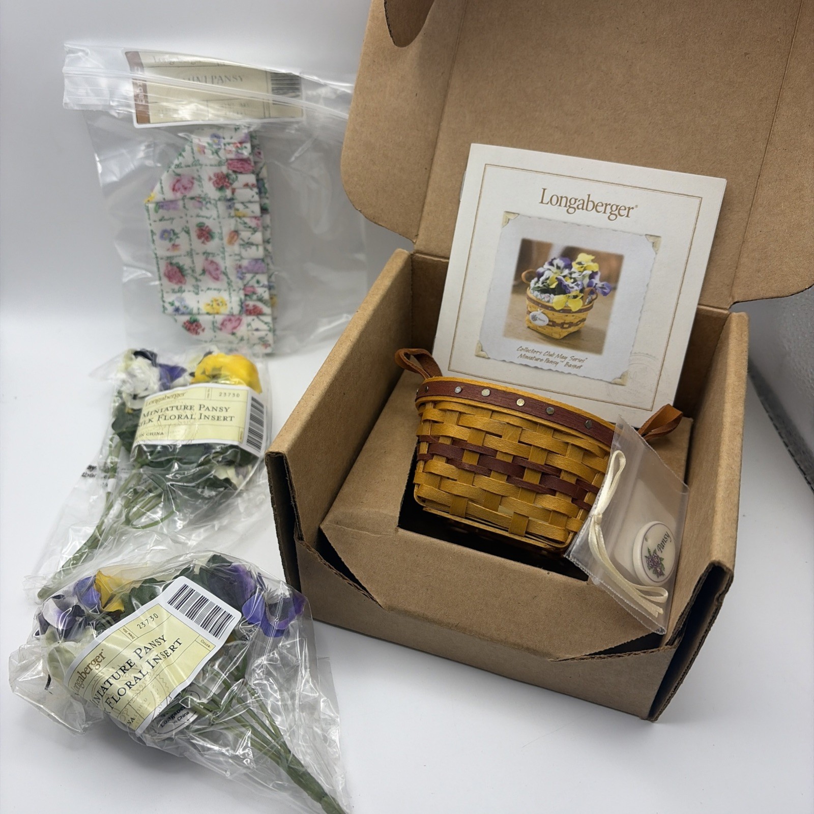 Longaberger 2010 May Series Miniature Pansy Basket Combo Mini Collectors Club