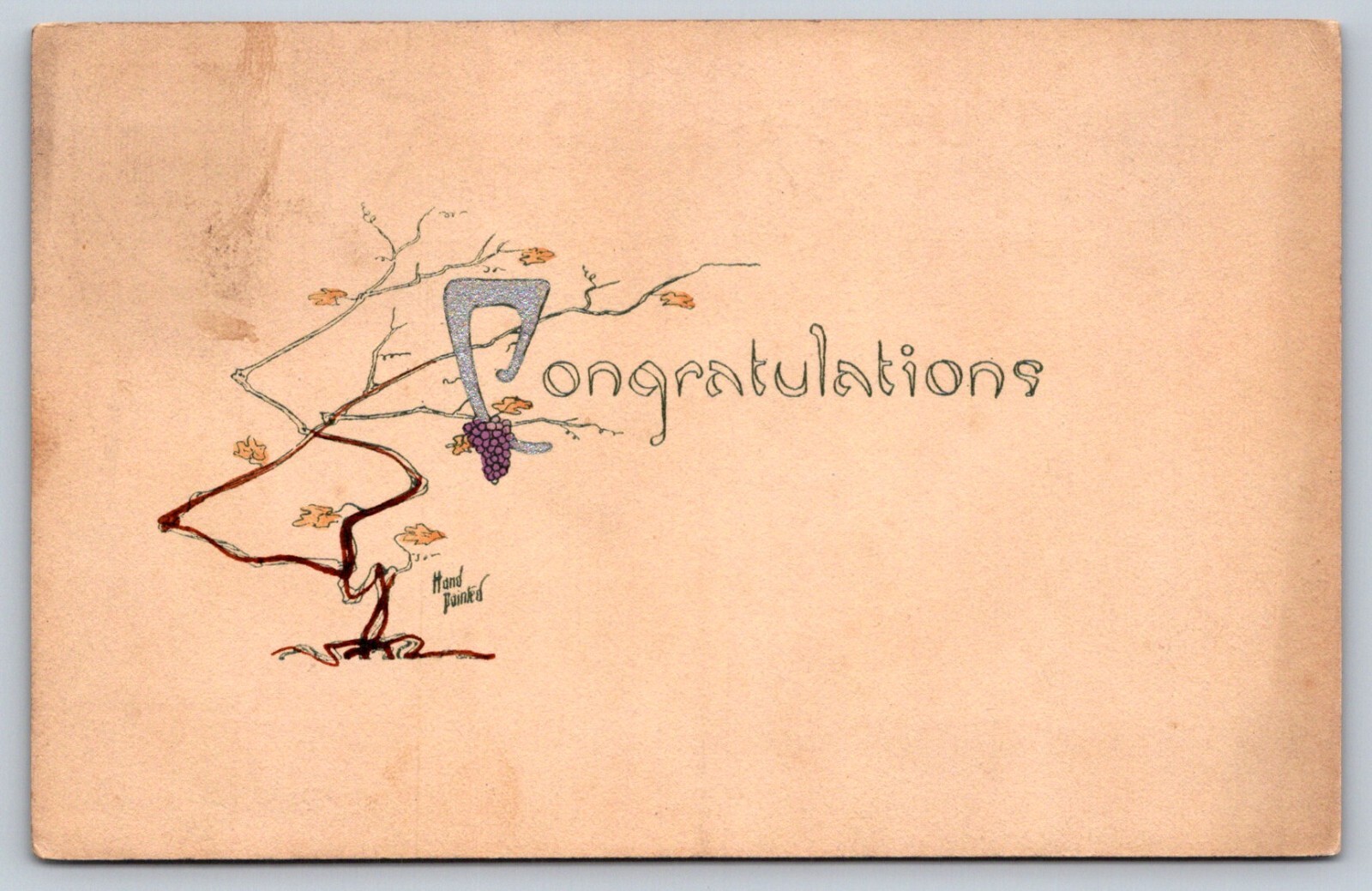 Antique VTG 1913 Hand Painted Congratulations Postcard Abelart Shop Rare Stamped