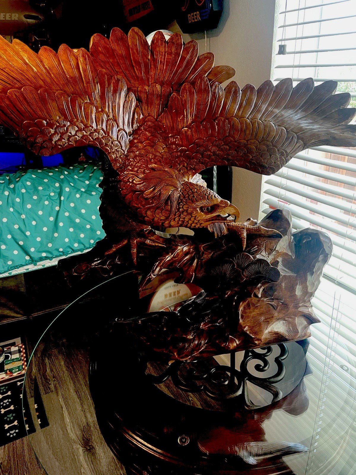 Vintage Monumental Japanese Carved Eagle Wood Sculpture