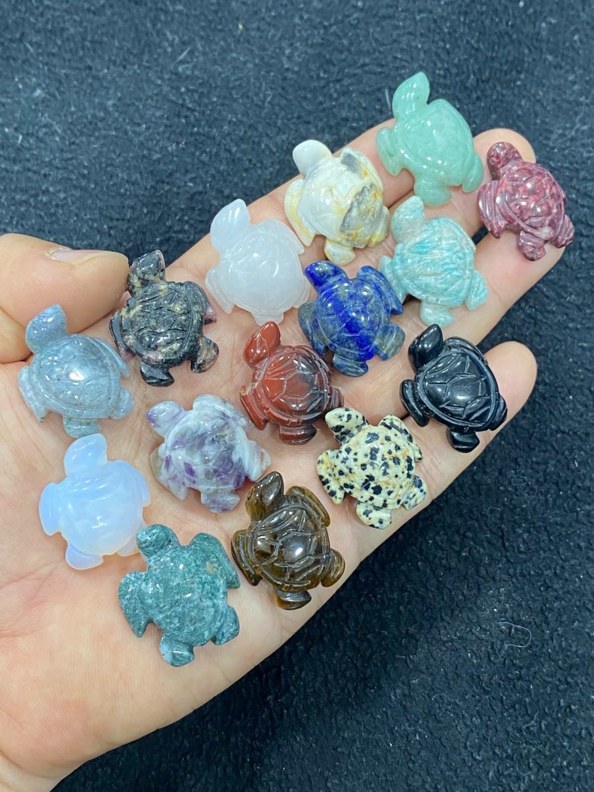 5pc Natural mix Quartz hand Carved Mini Sea turtle crystal Reiki healing