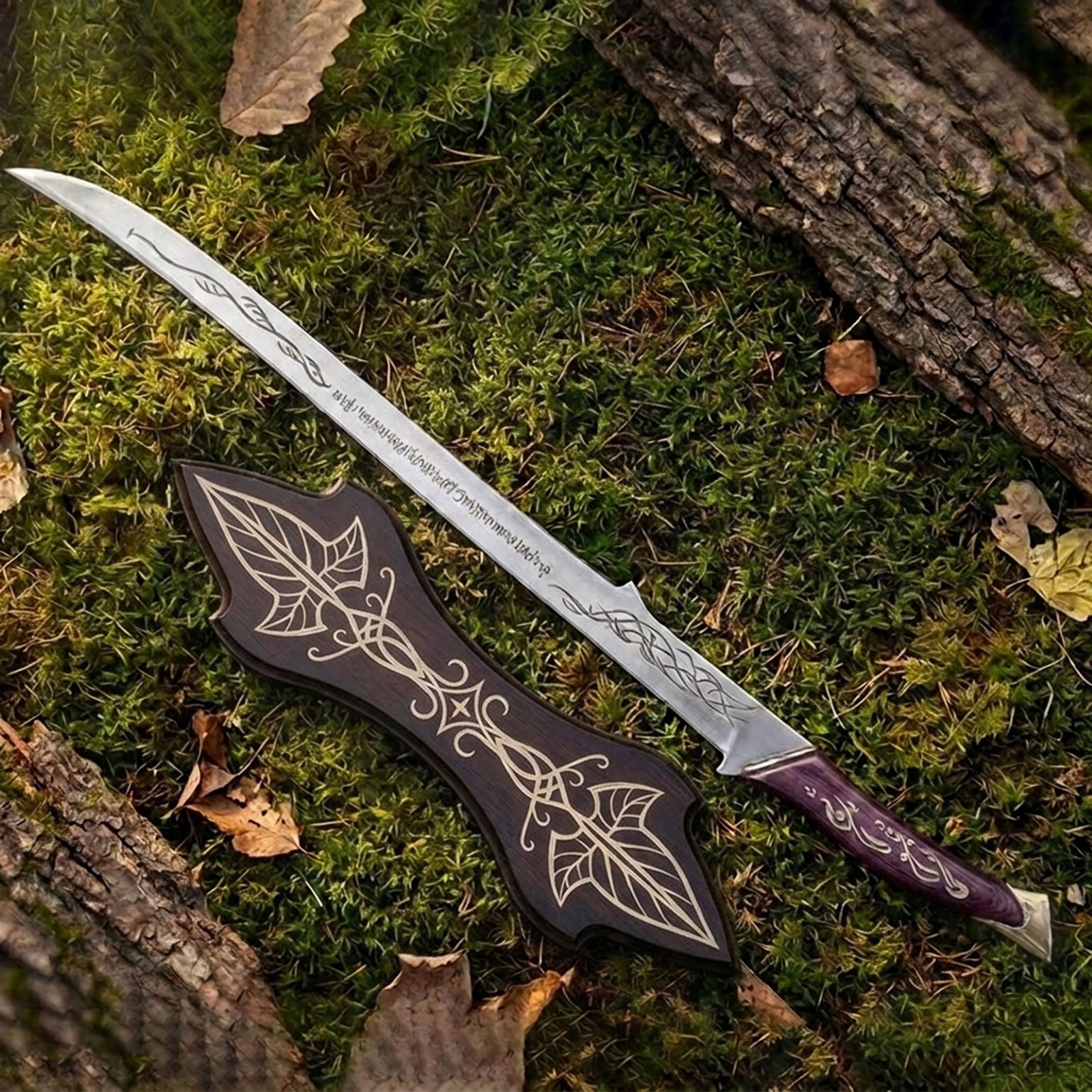Handmade Red Arwen Hadhafang Sword Steel Replica Rings Movie Elven Blade Gift