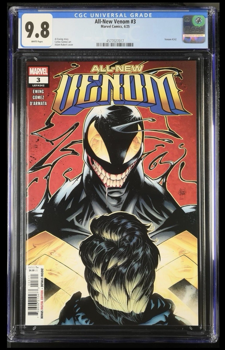2025 Marvel, All-New VENOM #3 (CGC 9.8) White Pages, Al Ewing, Adam Kubert 2025 Marvel, All-New VENOM #3 (CGC 9.8) White Pages, Al Ewing, Adam Kubert
