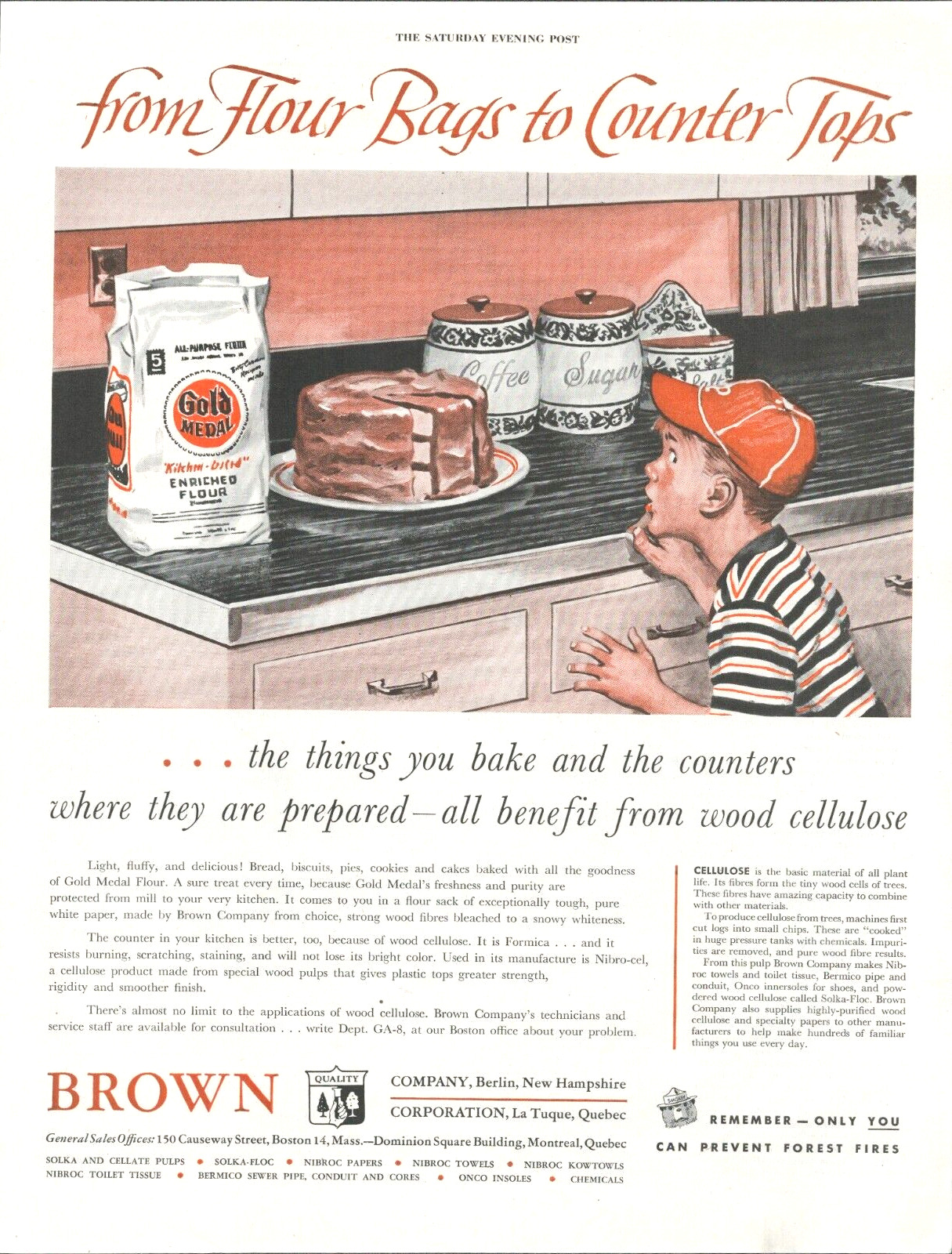 1953 GOLD MEDAL FLOUR vintage PRINT AD baking cake little boy 1950s kitchen