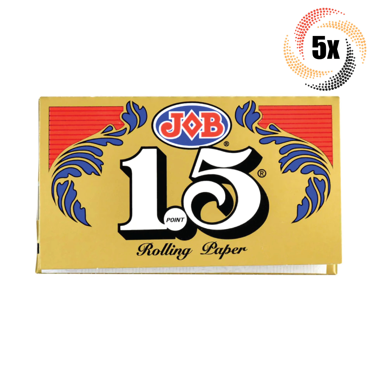 5x Packs Job Gold 1.5 | 24 Papers Per Pack | + 2 Free Rolling Tubes