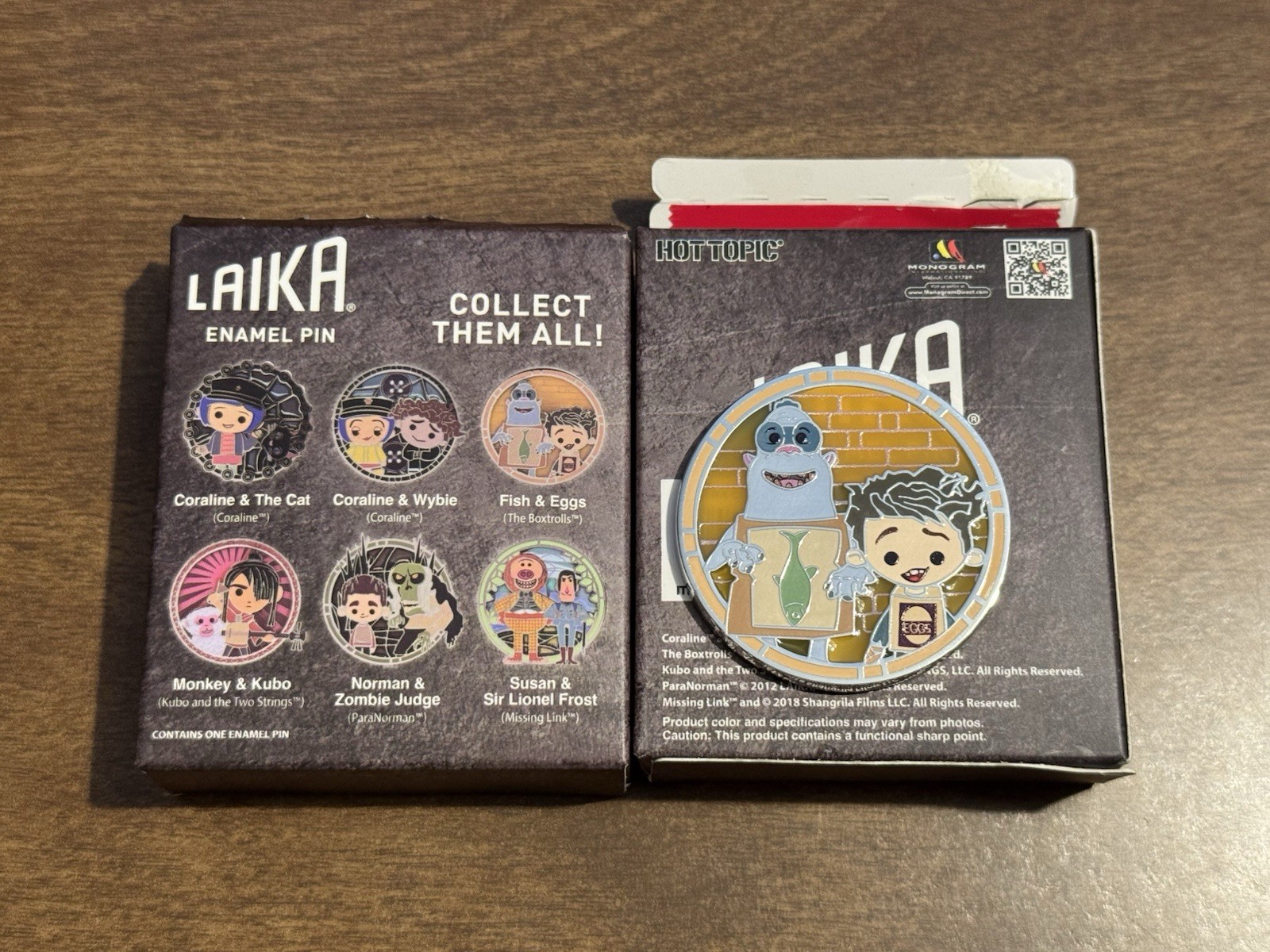 FISH & EGGS PIN - LAIKA Mystery Series - The Boxtrolls - Monogram Hot Topic