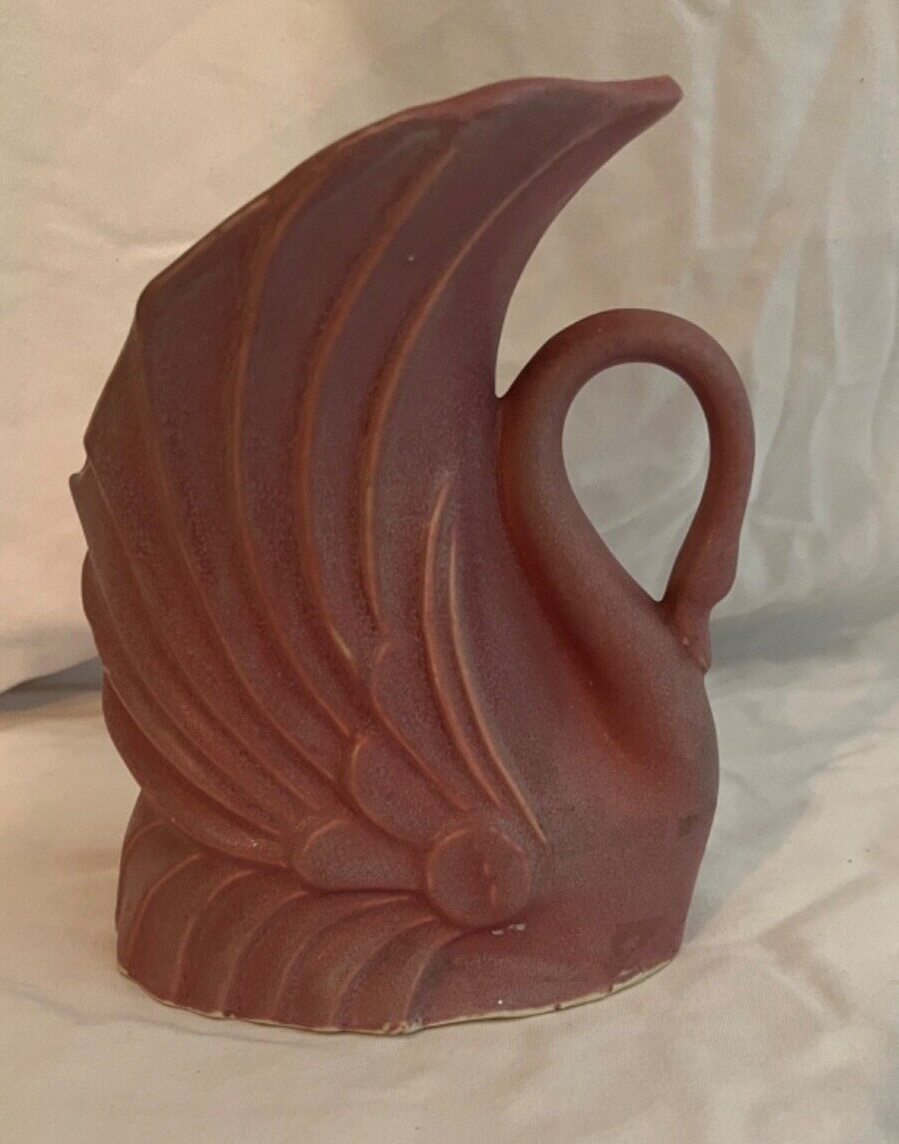 Vintage Niloak Pink Swan Clay Planter Vase Pottery 1940\'s GUC