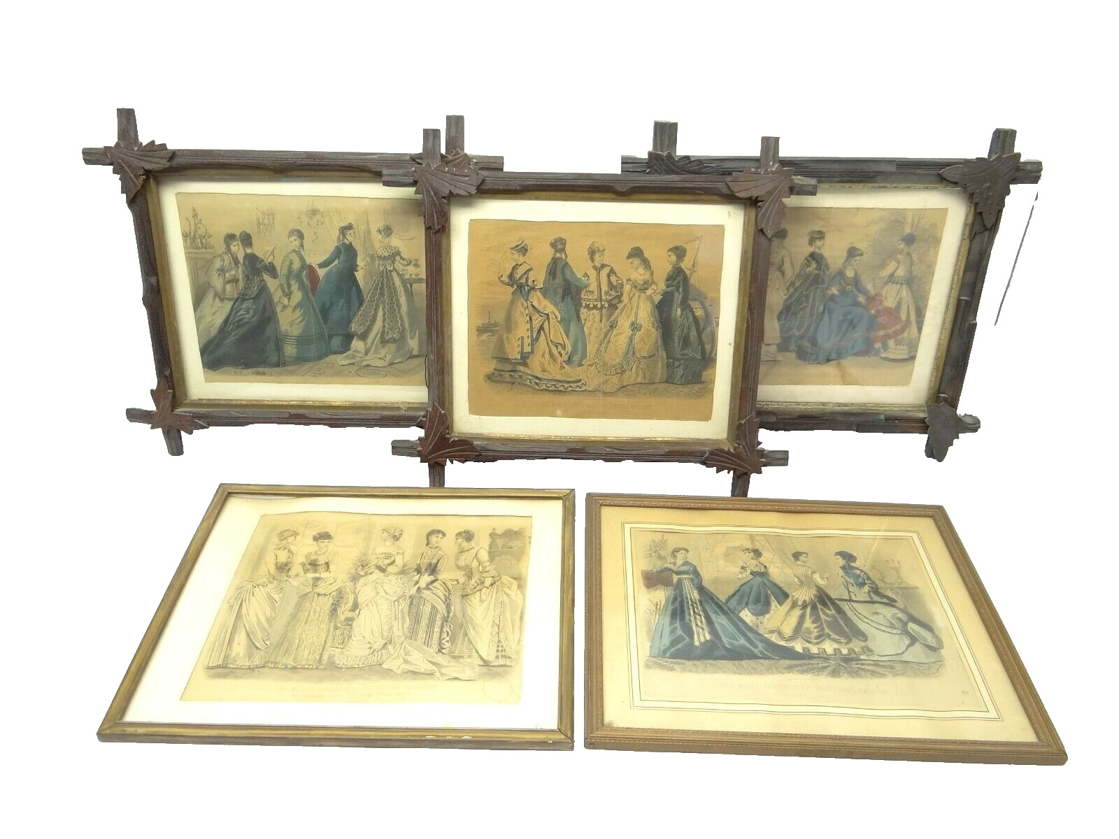 Antique Victorian Fashion Plates Peterson's Magazine Les Modes Framed Print Lot