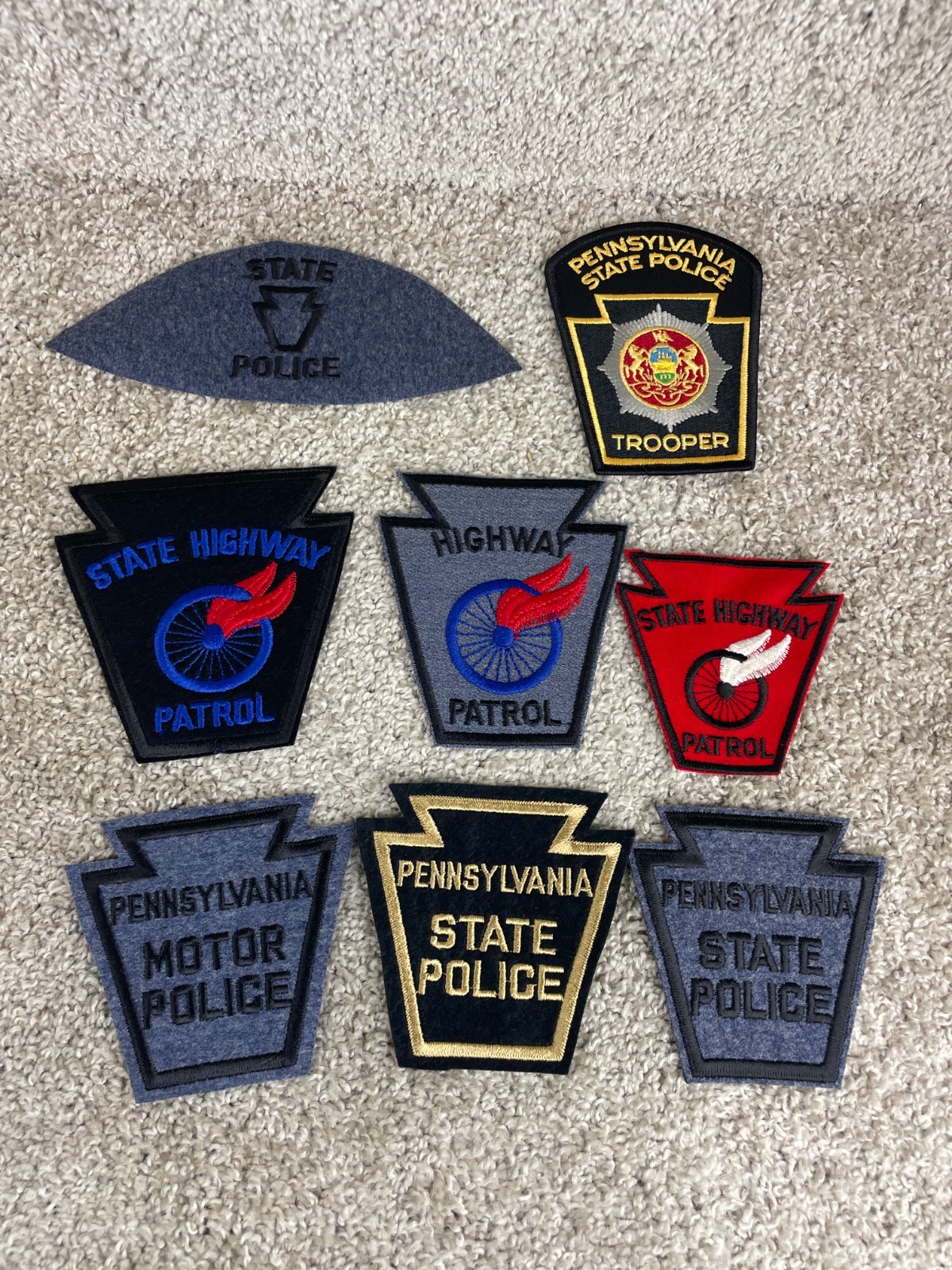 Lot of 8 Collection of Historical and Modern Pennsylvania State Police Patches