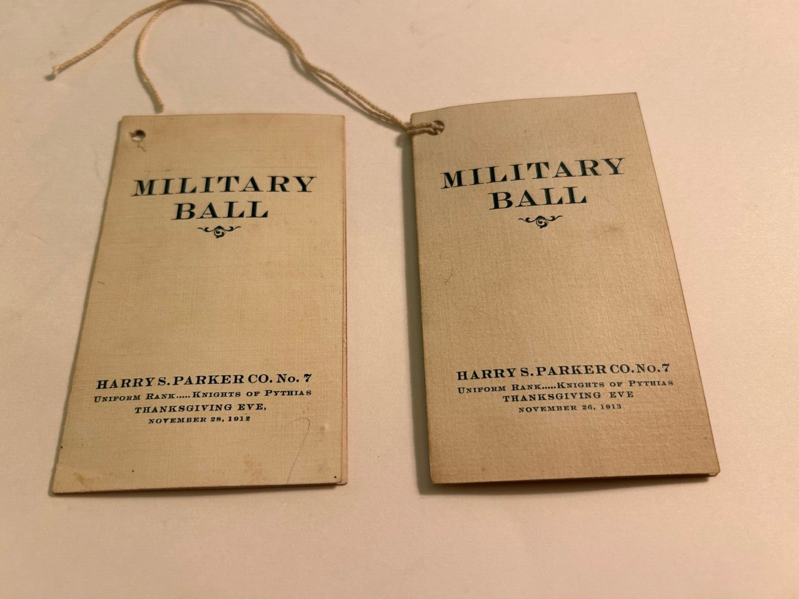 Knights of Pythias Military Balls 1912 & 13 Order of Dances Program Uniform Rank