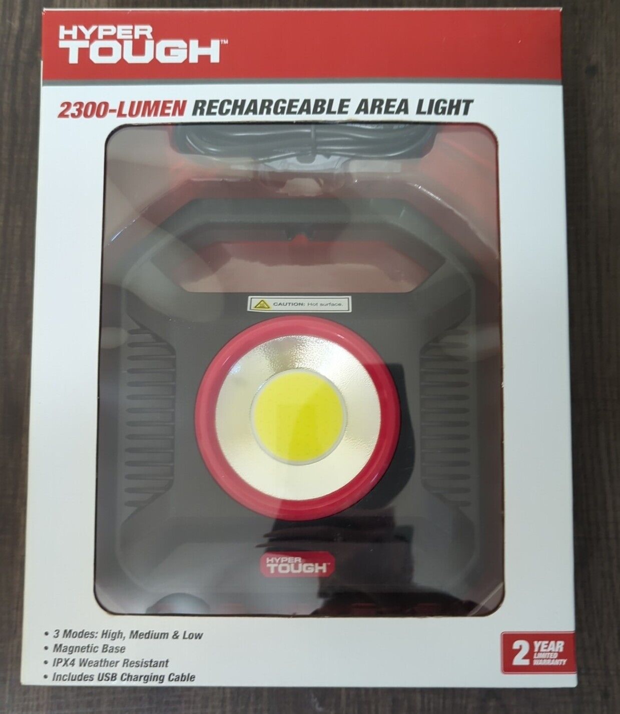 HYPER TOUGH 2300-Lumen Rechargeable LED Area Light Portable Magnetic USB 3 Modes