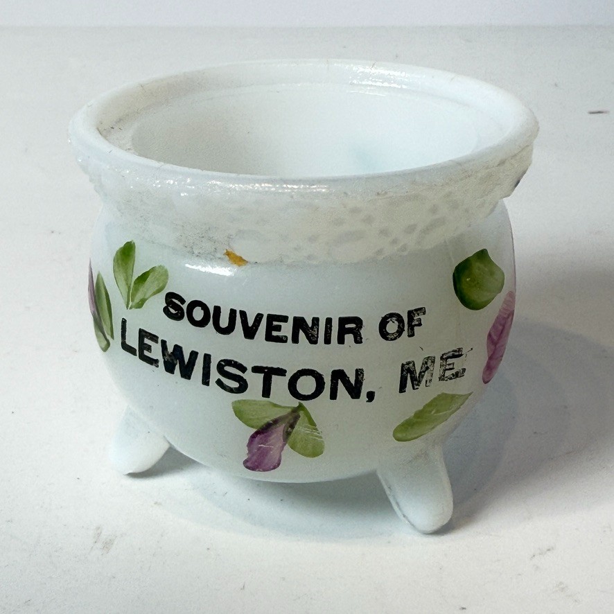 LEWISTON MAINE ME ANTIQUE Souvenir DEPRESSION GLASS TRINKET LEWISTON MAINE ME ANTIQUE Souvenir DEPRESSION GLASS TRINKET