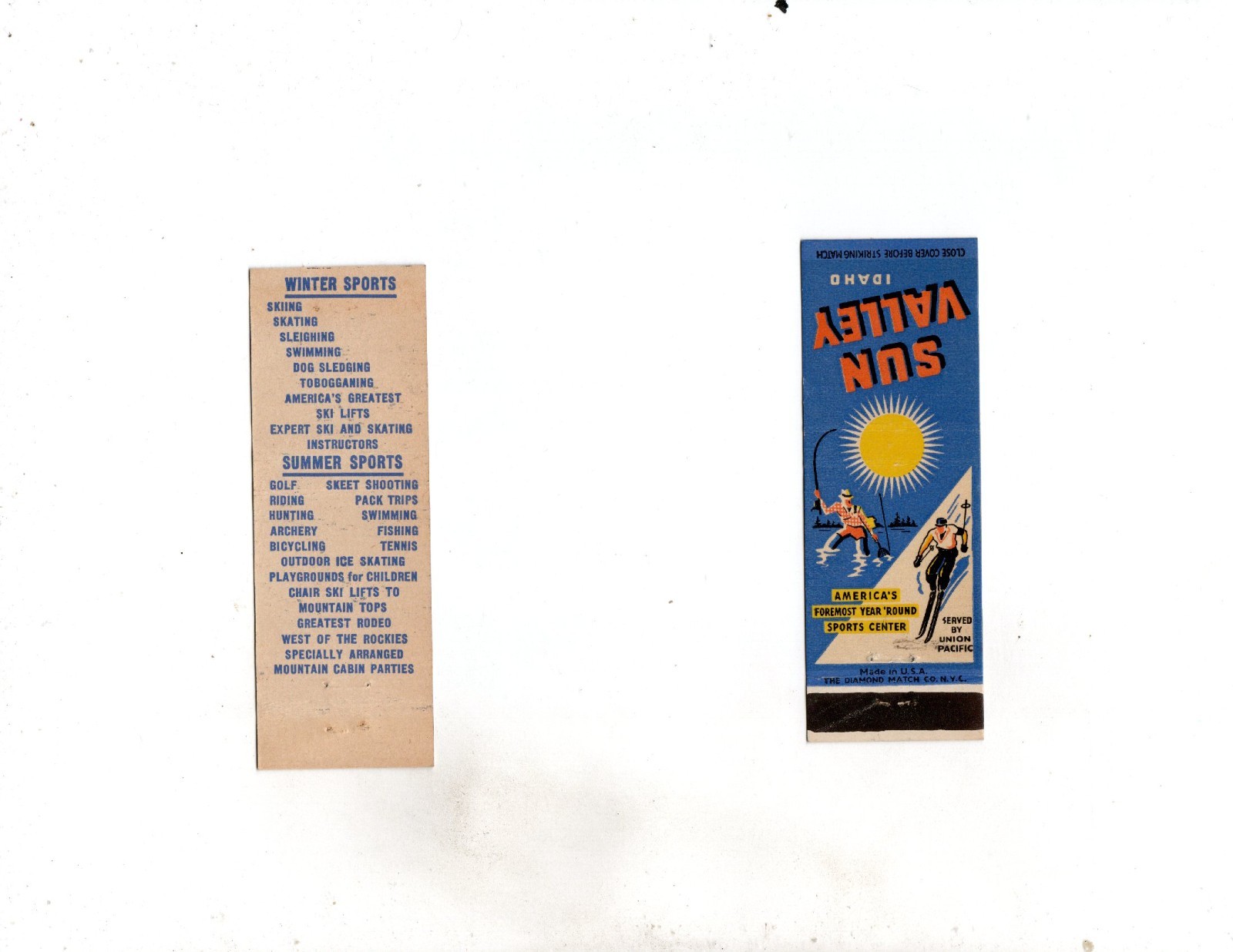 Vintage Matchcover Sun Valley Idaho Vintage Matchcover Sun Valley Idaho