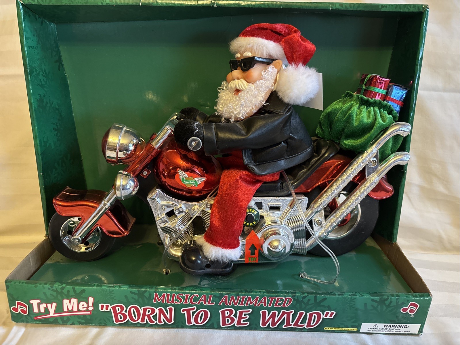 VINTAGE Dan Dee, Santa On Motorcycle Biker, Musical Born to be Wild, In BOX VINTAGE Dan Dee, Santa On Motorcycle Biker, Musical Born to be Wild, In BOX