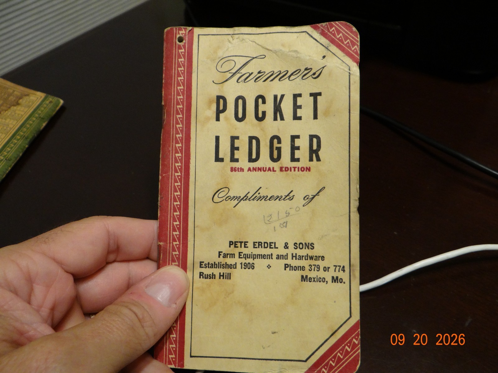 Vintage 1952-1953 John Deere Farmer's Pocket Ledger Pete Erdel & Sons Mexico MO Vintage 1952-1953 John Deere Farmer's Pocket Ledger Pete Erdel & Sons Mexico MO