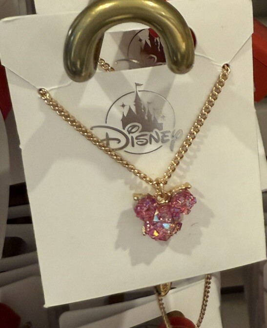 2024 Disney Parks Mickey Mouse Icon Necklace Pink Crystal Large Jewelry
