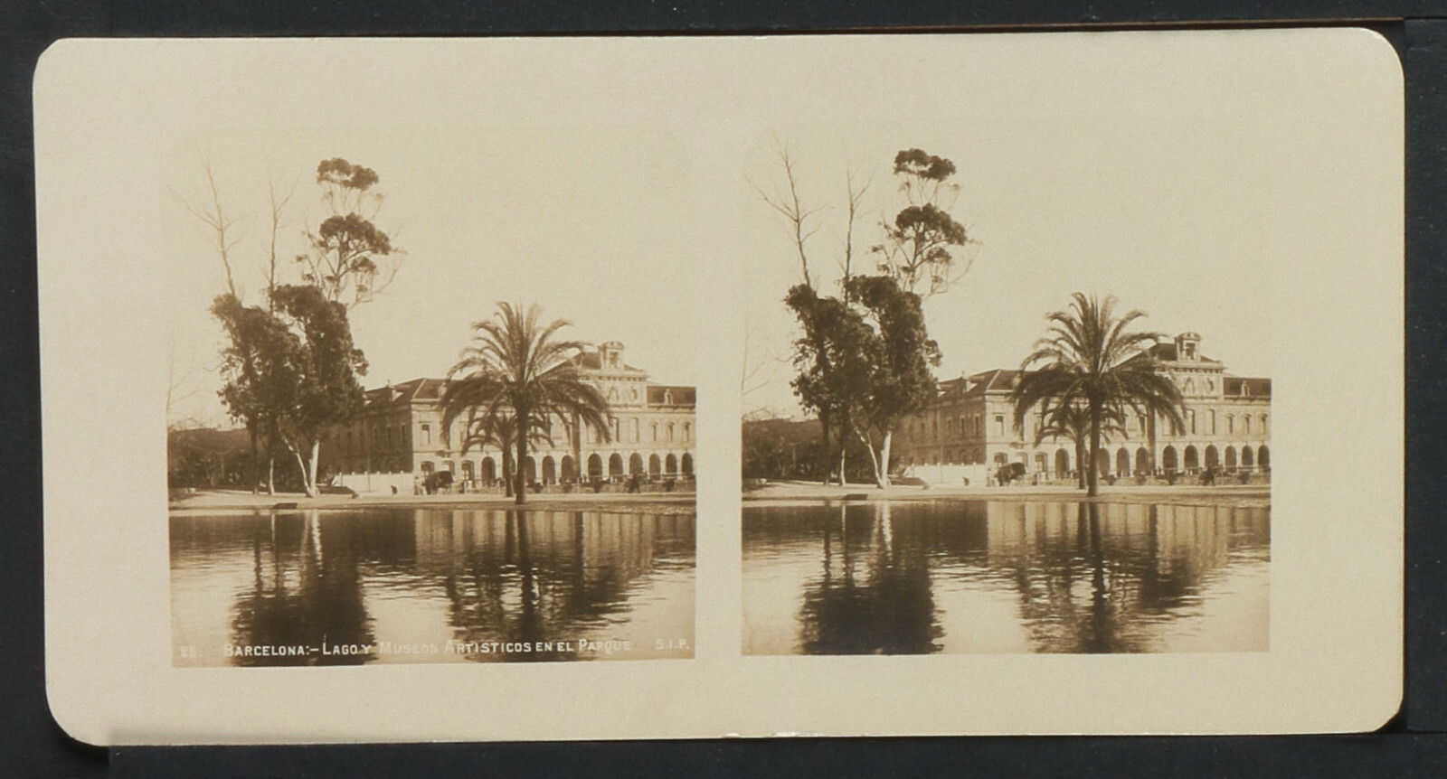 1.STEREOVIEWS SPAIN / ESPAÑA BARCELONA, Lago y Museos Artisiticos en el Parque