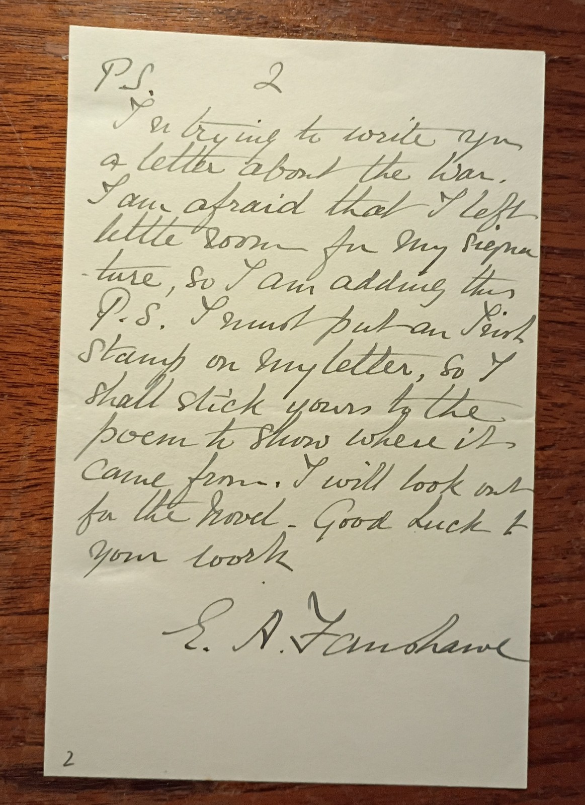 Lt General Sir Edward Arthur Fanshawe (1859-1952) Signed Letter