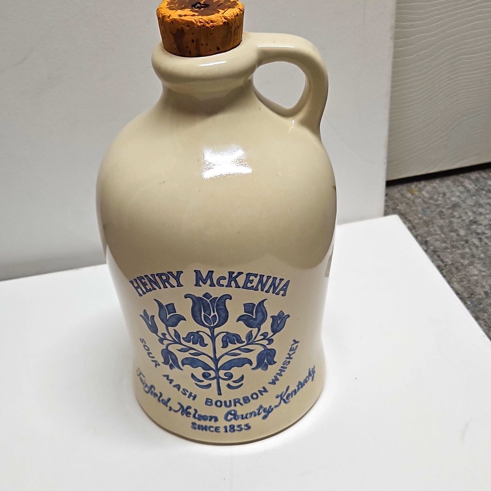 Vintage 1972 Henry McKenna Half Gallon Stoneware Whiskey Jug Decanter with Cork