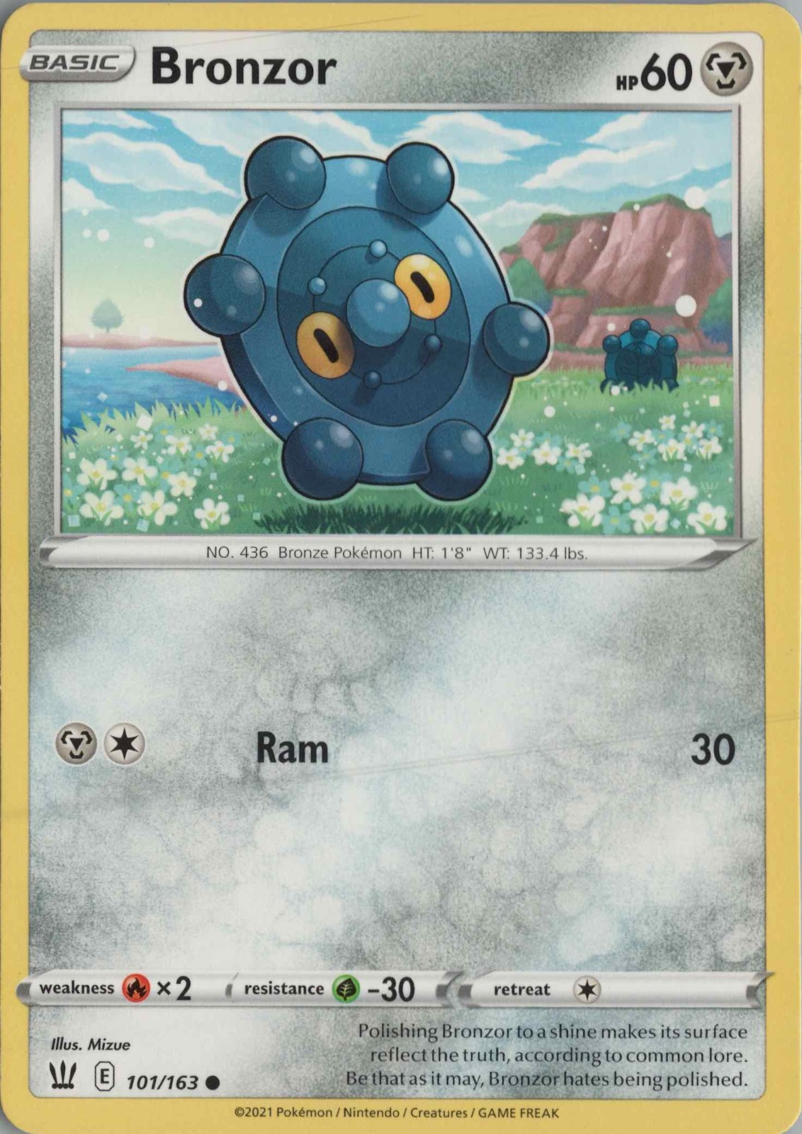2021 POKÉMON SWORD AND SHIELD 101 EVOLUTIONS #101 BRONZOR FULL ART