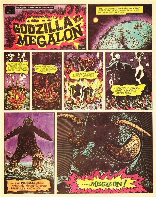 Godzilla vs. Megalon 1976 Cinema Shares 4 Page Giveaway Photocopy Comic Book