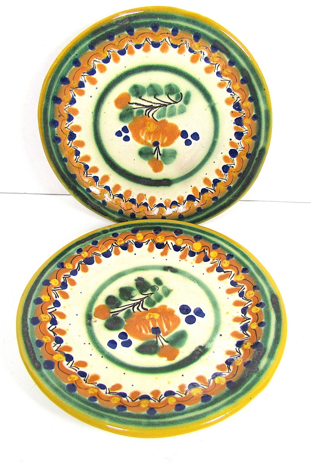 2 EARLY VINTAGE YSAURO URIATE PUEBLA MEXICO POTTERY 7.5\
