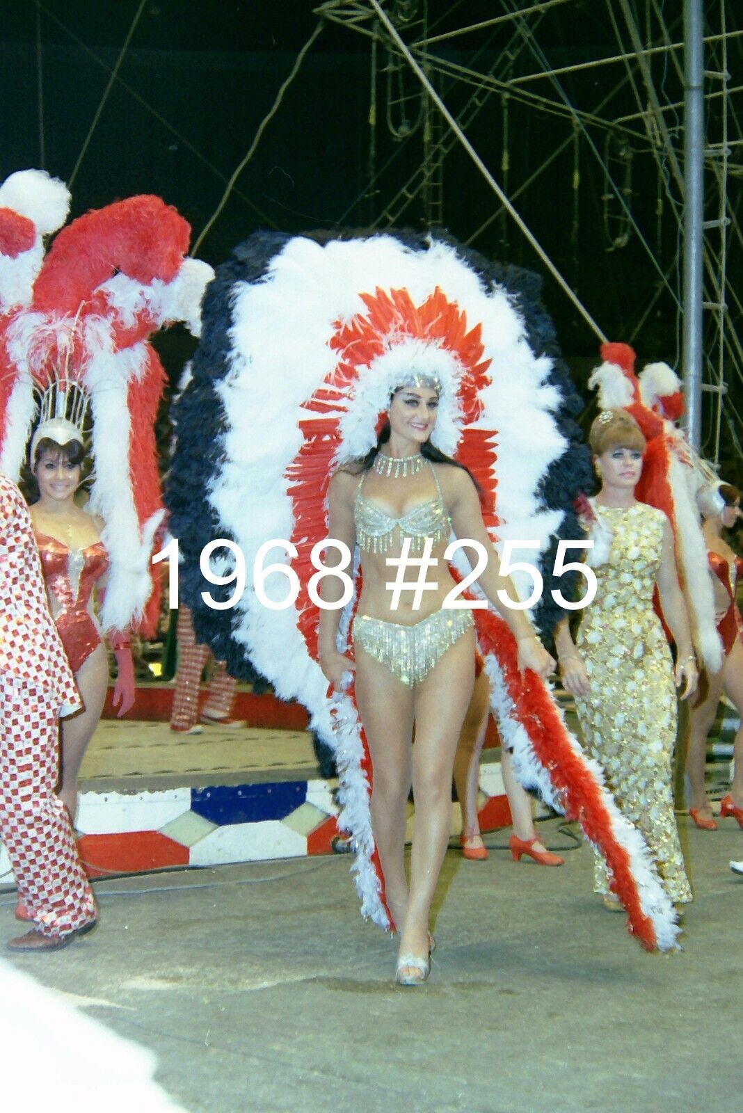 1968 Ringling Brothers Circus Red RBBB Photo Horse Riding Headdress Wearing Lady