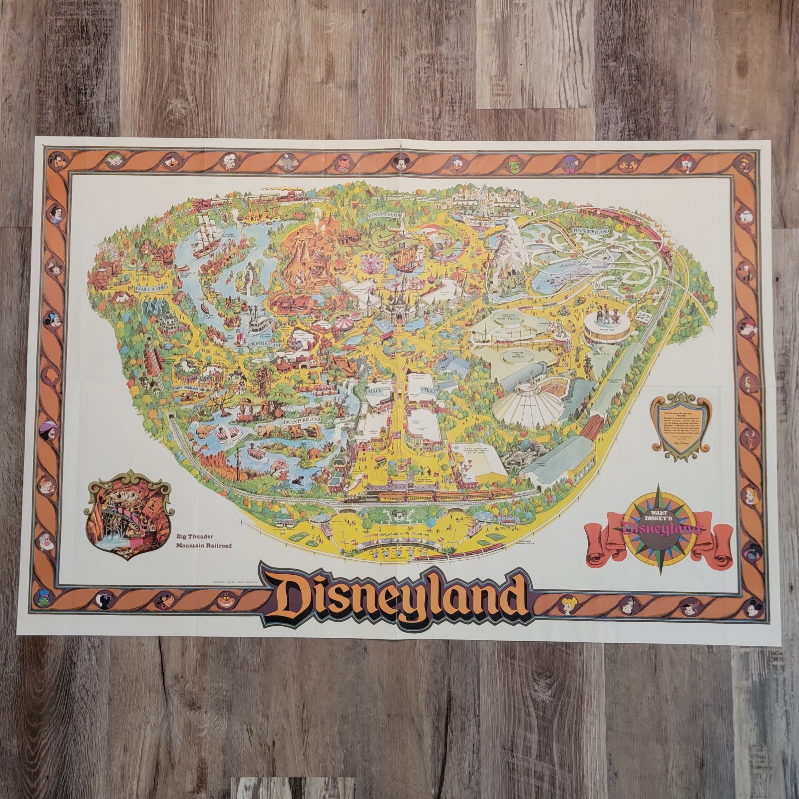 Vintage 1979 Walt Disney Disneyland Large Wall Map 30